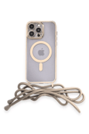 Apple iPhone 12 Pro Max Kılıf Divo Lazer Askılı Magsafe Kapak - Gold