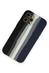 Apple iPhone 12 Pro Max Kılıf Ebruli Lansman Silikon - Siyah-Lacivert