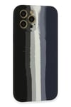Apple iPhone 12 Pro Max Kılıf Ebruli Lansman Silikon - Siyah-Lacivert