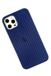 Apple iPhone 12 Pro Max Kılıf Karbon PP Silikon - Mavi