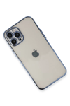 Apple iPhone 12 Pro Max Kılıf Lensli Silikon - Açık Mavi