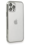 Apple iPhone 12 Pro Max Kılıf Lensli Silikon - Gümüş