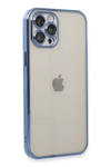 Apple iPhone 12 Pro Max Kılıf Lensli Silikon - Açık Mavi
