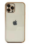 Apple iPhone 12 Pro Max Kılıf Lensli Silikon - Gold