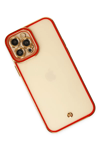 Apple iPhone 12 Pro Max Kılıf Liva Lens Silikon - Kırmızı