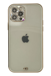 Apple iPhone 12 Pro Max Kılıf Liva Taşlı Silikon - Beyaz