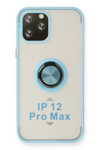 Apple iPhone 12 Pro Max Kılıf Montreal Yüzüklü Silikon Kapak - Buz Mavi