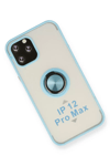 Apple iPhone 12 Pro Max Kılıf Montreal Yüzüklü Silikon Kapak - Buz Mavi