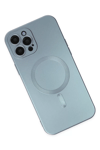 Apple iPhone 12 Pro Max Kılıf Moshi Lens Magneticsafe Silikon - Sierra Blue