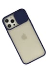 Apple iPhone 12 Pro Max Kılıf Palm Buzlu Kamera Sürgülü Silikon - Lacivert