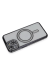 Apple iPhone 13 Kılıf Joke Simli Magneticsafe Kılıf - Siyah