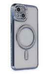 Apple iPhone 13 Kılıf Joke Simli Magneticsafe Kılıf - Mavi