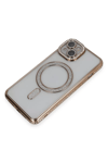 Apple iPhone 13 Kılıf Joke Simli Magneticsafe Kılıf - Gold