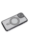 Apple iPhone 13 Kılıf Joke Simli Magneticsafe Kılıf - Siyah