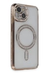 Apple iPhone 13 Kılıf Joke Simli Magneticsafe Kılıf - Gold