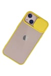 Apple iPhone 13 Kılıf Palm Buzlu Kamera Sürgülü Silikon - Sarı