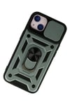 Apple iPhone 13 Kılıf Pars Lens Yüzüklü Silikon - Yeşil