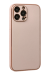 Apple iPhone 13 Pro Kılıf Coco Deri Silikon Kapak - Pudra