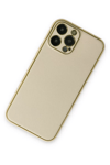 Apple iPhone 13 Pro Kılıf Coco Deri Silikon Kapak - Gold