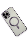 Apple iPhone 13 Pro Kılıf Magneticsafe Lazer Silikon - Mor
