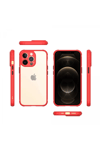 Apple iPhone 13 Pro Kılıf Miami Şeffaf Silikon - Kırmızı