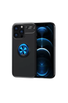 Apple iPhone 13 Pro Kılıf Range Yüzüklü Silikon - Siyah-Mavi
