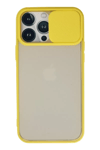 Apple iPhone 13 Pro Max Kılıf Palm Buzlu Kamera Sürgülü Silikon - Sarı