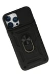 Apple iPhone 13 Pro Max Kılıf Pars Lens Yüzüklü Silikon - Siyah