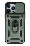 Apple iPhone 13 Pro Max Kılıf Pars Lens Yüzüklü Silikon - Yeşil