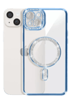 Apple iPhone 14 Kılıf Joke Simli Magneticsafe Kılıf - Mavi