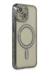 Apple iPhone 14 Kılıf Joke Simli Magneticsafe Kılıf - Gri
