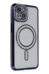 Apple iPhone 14 Kılıf Joke Simli Magneticsafe Kılıf - Lacivert