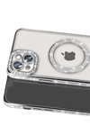 Apple iPhone 14 Kılıf Joke Simli Magneticsafe Kılıf - Gümüş