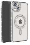 Apple iPhone 14 Kılıf Joke Simli Magneticsafe Kılıf - Gümüş