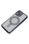 Apple iPhone 14 Kılıf Joke Simli Magneticsafe Kılıf - Lacivert