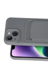 Apple iPhone 14 Kılıf Kelvin Kartvizitli Silikon - Gri