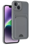 Apple iPhone 14 Kılıf Kelvin Kartvizitli Silikon - Gri