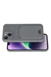 Apple iPhone 14 Kılıf Kelvin Kartvizitli Silikon - Gri