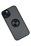 Apple iPhone 14 Kılıf Montreal Yüzüklü Silikon Kapak - Siyah