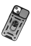 Apple iPhone 14 Kılıf Pars Lens Yüzüklü Silikon - Gümüş