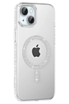 Apple iPhone 14 Move Taşlı Magsafe Kapak - Natural Grey