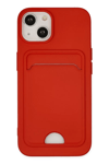 Apple iPhone 14 Plus Kılıf Kelvin Kartvizitli Silikon - Kırmızı