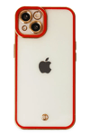 Apple iPhone 14 Plus Kılıf Liva Lens Silikon - Kırmızı