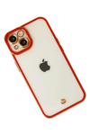 Apple iPhone 14 Plus Kılıf Liva Lens Silikon - Kırmızı