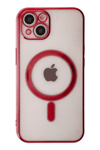 Apple iPhone 14 Plus Kılıf Magneticsafe Lazer Silikon - Kırmızı