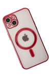 Apple iPhone 14 Plus Kılıf Magneticsafe Lazer Silikon - Kırmızı