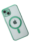 Apple iPhone 14 Plus Kılıf Magneticsafe Lazer Silikon - Haki Yeşil