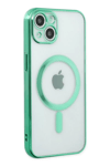 Apple iPhone 14 Plus Kılıf Magneticsafe Lazer Silikon - Haki Yeşil