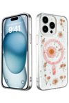 Apple iPhone 14 Pro Kılıf Daisy Simli Magsafe Kapak - Pembe