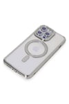 Apple iPhone 14 Pro Kılıf Joke Simli Magneticsafe Kılıf - Gümüş